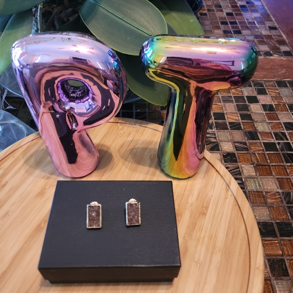925 Sterling Silver druzy NJNA N earrings